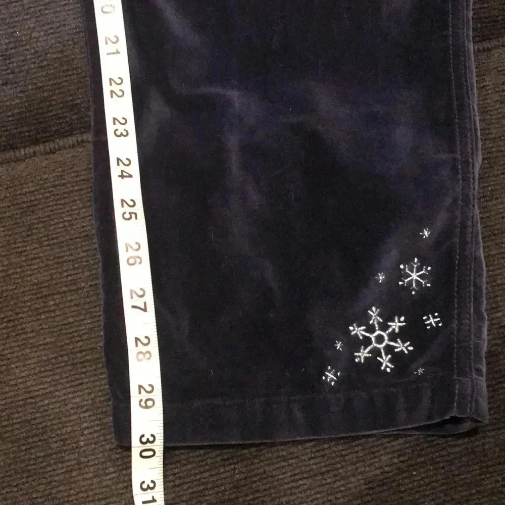 Blue Velvet 100% Cotton 5 Pocket Overalls Snow Flakes Embellishments-Size L - Picture 14 of 14